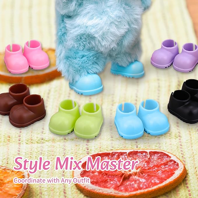 6 Pairs 17cm Doll Shoes, Plastic Mini Shoes for 17cm Dolls, Mini Finger Shoes,Accessory for 6.9 Inch Dolls
