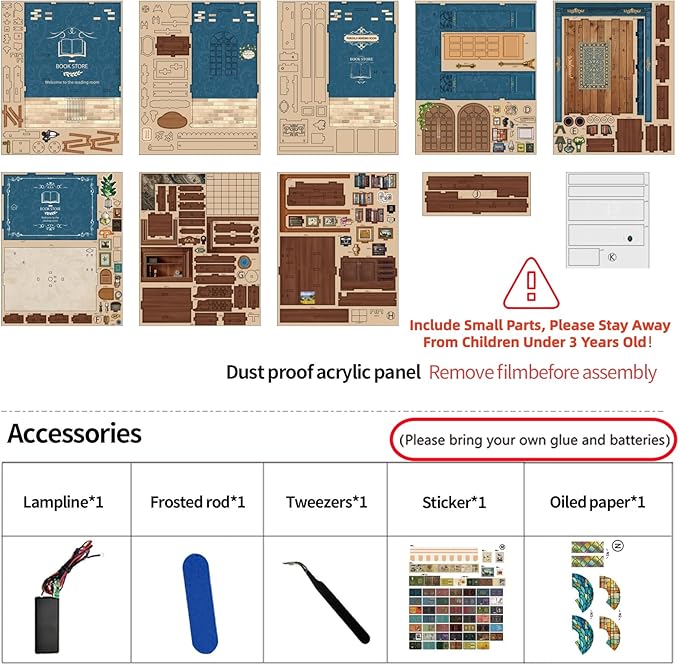 Book Nooks Kit for Adults, 3D Wooden Puzzle Miniature Dollhouse, DIY Bookend Holiday Craft Kits for Family&Friends, Unique Booknook Tiny Home Gifts for Men Women Teens, Bookshelf Decor Model