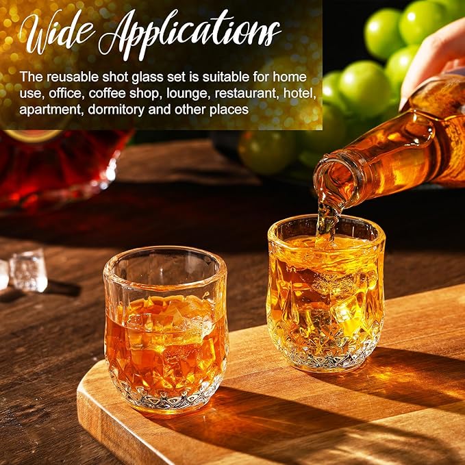 Meanplan 2.7oz Mini Shot Glasses Set Tasting Glasses Heavy Base Clear Shot Cup Cute Cordial Mini Wine Cups for Serving Whiskey, Wine, Juice(24 Pcs)