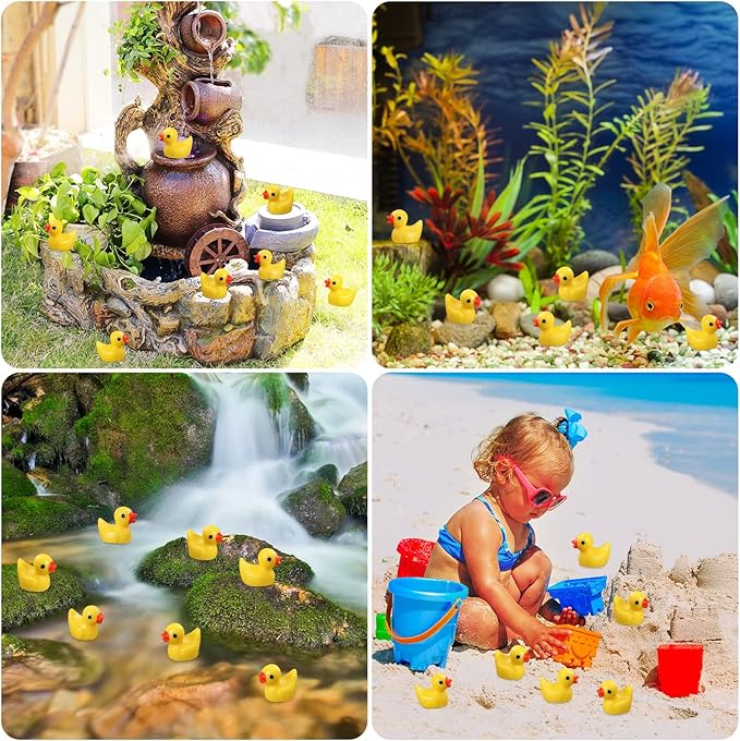 200 Pieces Mini Resin Ducks Tiny Duck for Garden Micro Landscape Ornament Dollhouse Prank Christmas Falloween Birthday Party Favors DIY Decoration Craft