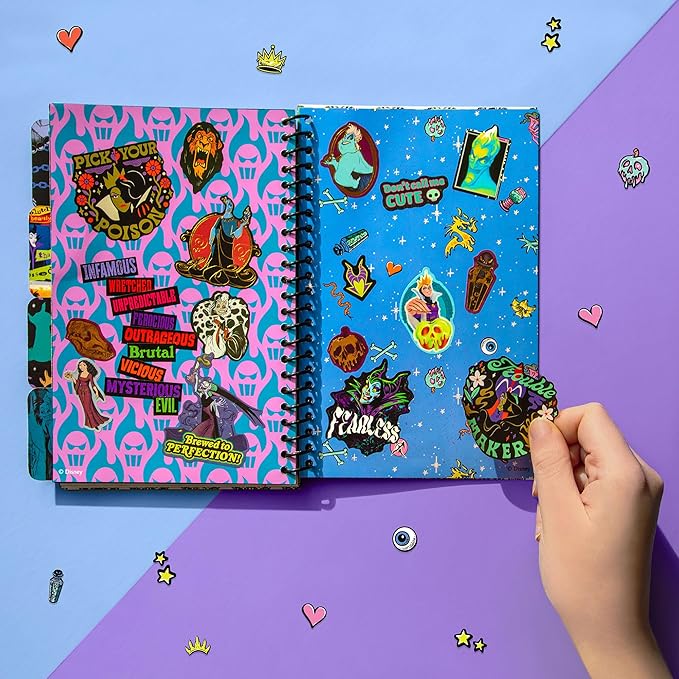 Fashion Angels Disney Villains 1000+ Tabbed Sticker Book, Includes Foil & Vinyl Stickers, Collector Sheets & More, Craft, Decorate & Personalize for Kids