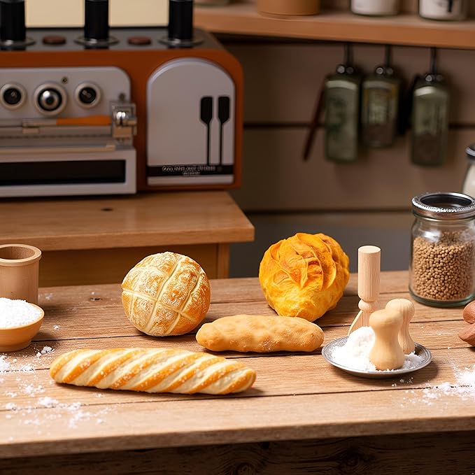 4Pcs 1/12 Miniature Bread Resin Dollhouse Decoration Mix Bakery Bread Mini House Food Decoration Accessories