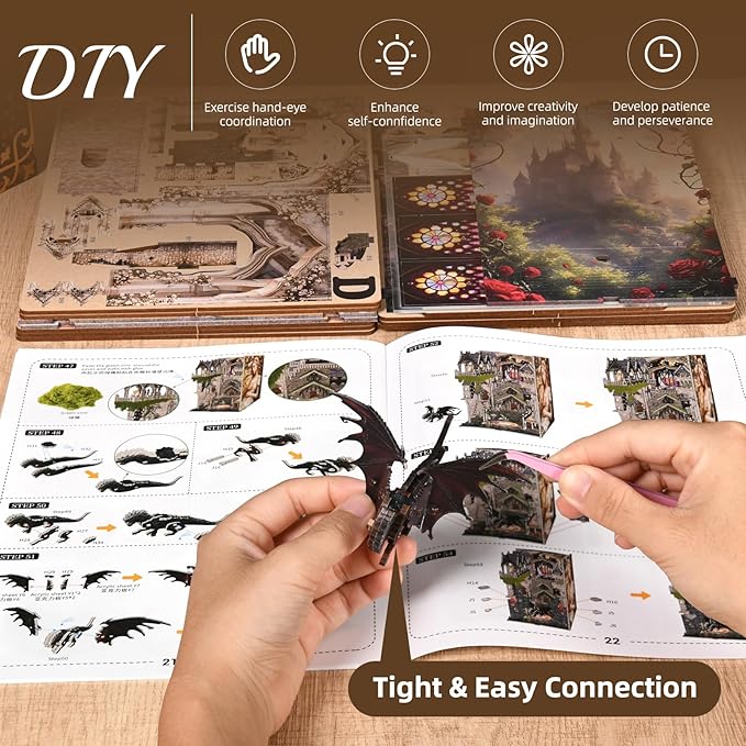 Book Nook Kit - DIY Miniature House Dollhouse Kit for Adults and Teens, Booknook Tiny House Bookshelf Decor 3D Wooden Puzzle, Gifts for Family, Friends (Sleeping Beauty)