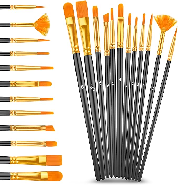Caliart 24 Colors Acrylic Paint Set with 12 Brushes, Art Craft Paints Gifts Trendy Stuff for Adults Artists, Halloween Pumpkin Canvas Ceramic Rock Eggs Painting Kit Art Supplies