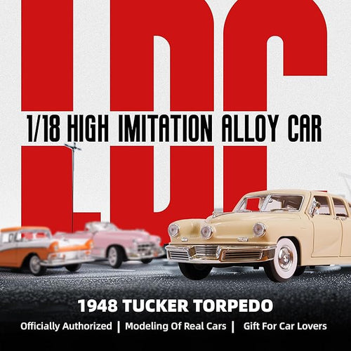 1948 Tucker Torpedo 1/18 Scale Die-Cast Metal Model Premium Classic Vintage Alloy Collection Cars with Display Case, for Kids Men and Teens Dad 14+ Year