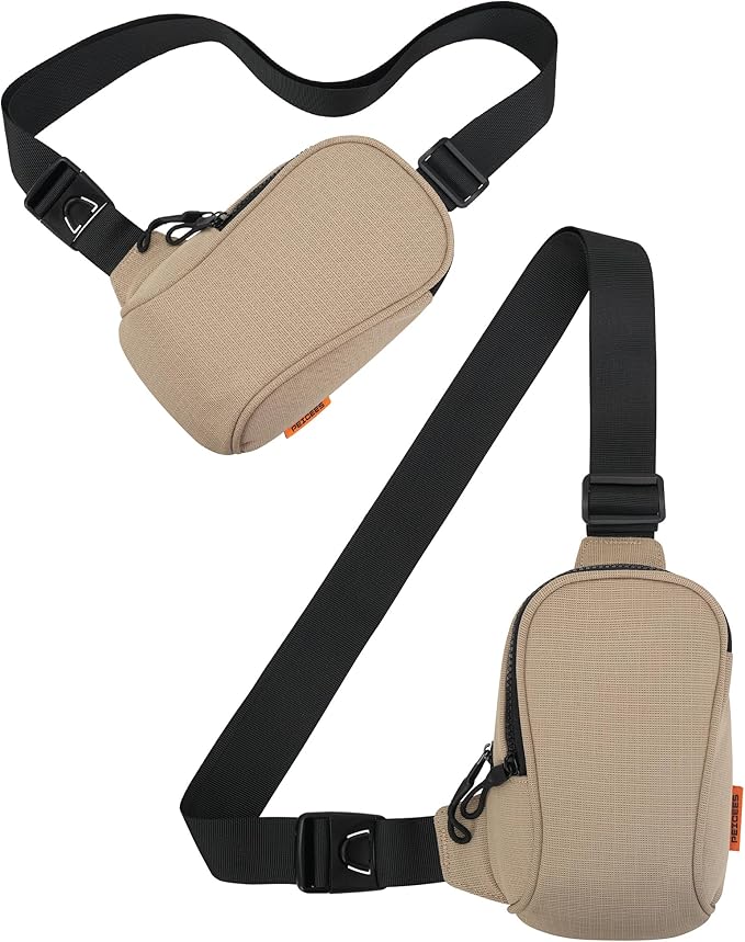 Peicees Sportswear Essentials Small Crossbody Bag for Men Women Mini Sling Bag Travel Running Phone Daypack Cross Body Shoulder Bags, Khaki