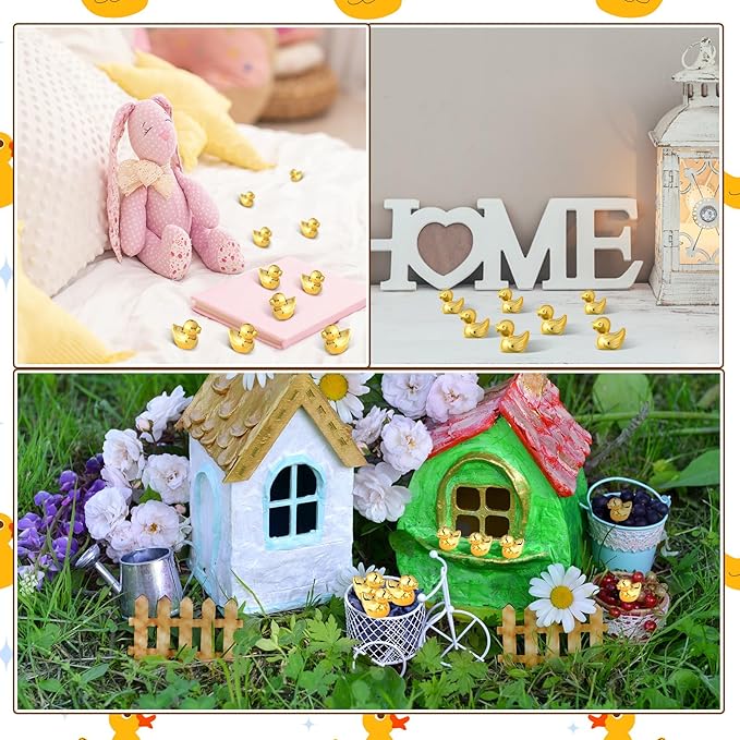 Yaocom 30 Pcs 2026 New Year Mini Golden Duck Statue Golden Duck Figurines Micro Garden Landscape Dollhouse Cake Decoration Potted Plants DIY Craft Charms for Party Wedding Bridal Shower Gift