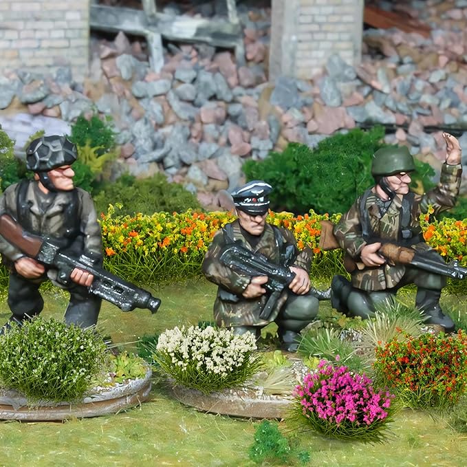 Warmtree 12 Pcs Miniature Colorful Flower Cluster Miniature Flowers Static Grass Tufts for Diorama Supplies Woodland Scenics Terrain Railway Scenery Table Landscape(Rose Red White)