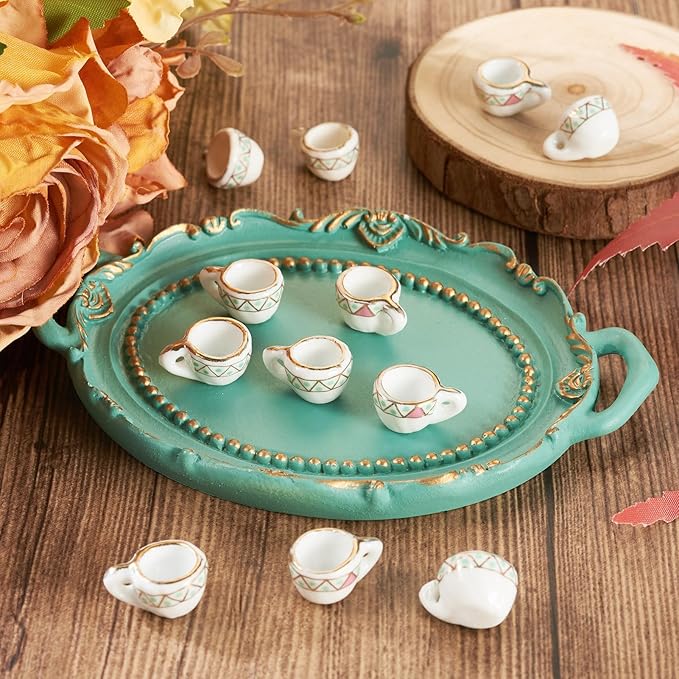12Pcs Miniature Ceramic Tea Cup for Dollhouse 16x12mm Porcelain Mini Coffee Cup Charms Set for Micro Landscape Garden Tea Party Playhouse Ornaments DIY House Scene