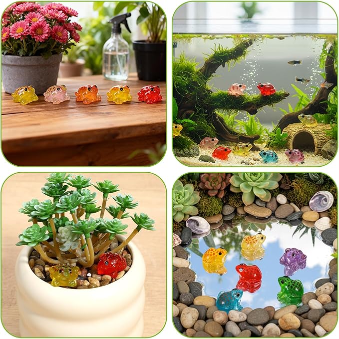 30 Pcs Luminous Mini Resin Frogs, 10 Colors Glow in The Dark Frog Statues, Miniature Craft Decor for Terrarium & Fairy Garden, Mini Resin Frogs for Moss Landscape Decoration(Assorted Colors)