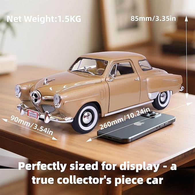 1950 Studebaker Champion 1/18 Scale Die-Cast Metal Model Premium Classic Vintage Alloy Collection Cars with Display Case, for Kids Men and Teens Dad 14+ Year
