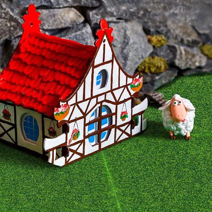 12 Pack Fairy Garden Grass 6 x 6 Inches Miniature Artificial Craft Grass for Dollhouse Ornament DIY Decoration