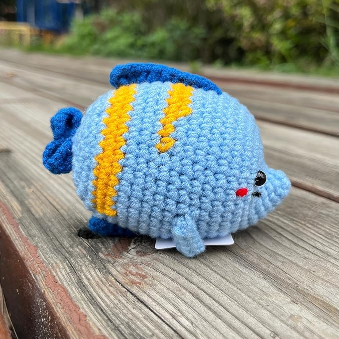 Crochet Fish Gifts, Emotional Support Fish Positive Cute Funny Cool Office Desk Decor Decorations for Her Women Men