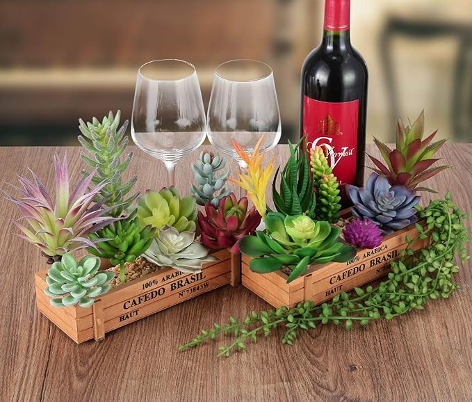 Meneco Faux Succulents Artificial Plants – 16 Pack Lifelike Fake Succulent Plants Unpotted