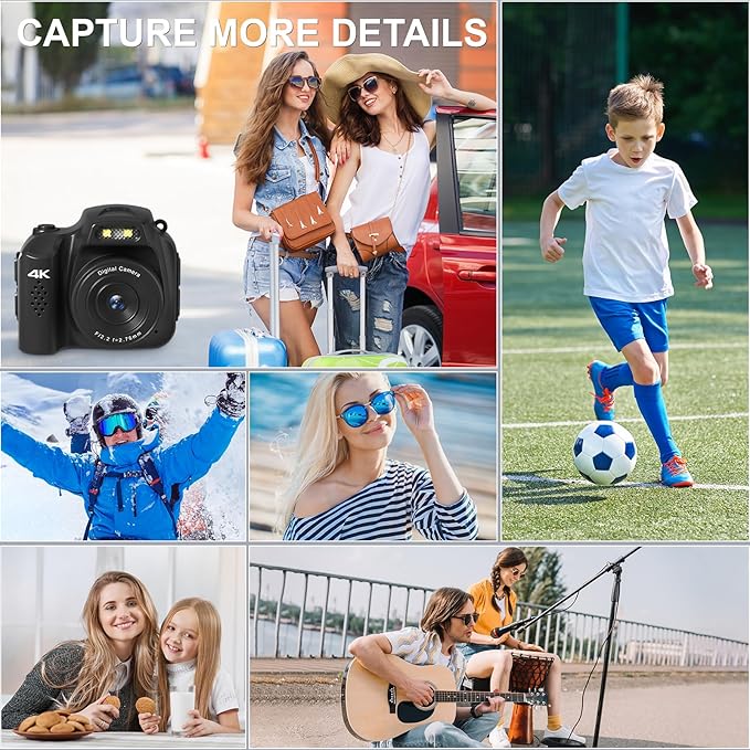 Mini Keychain Camera, 4K FHD Retro Digital Camera, Retro Snap Mini Digital Camera with Flash,Filters,Lanyard, Portable Video Recorder for Photo Video Travel Recording