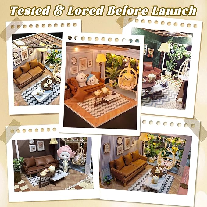 Flever DIY Miniature House Kit, Tiny Home Kit with LED Light, Mini House Build Craft Kits for Adults and Teens, Home Decor Creative Gift for Family/Friends(Warm Moment)