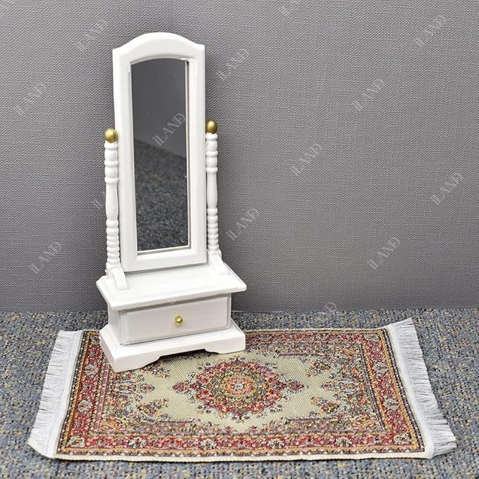 iLAND Miniature Dollhouse Accessories of Carpet for Dollhouse Furniture on 1/12 Scale and 3” - 12” Dolls, Woven Dollhouse Rugs 6” x 3.8” (2pcs Fragrance)