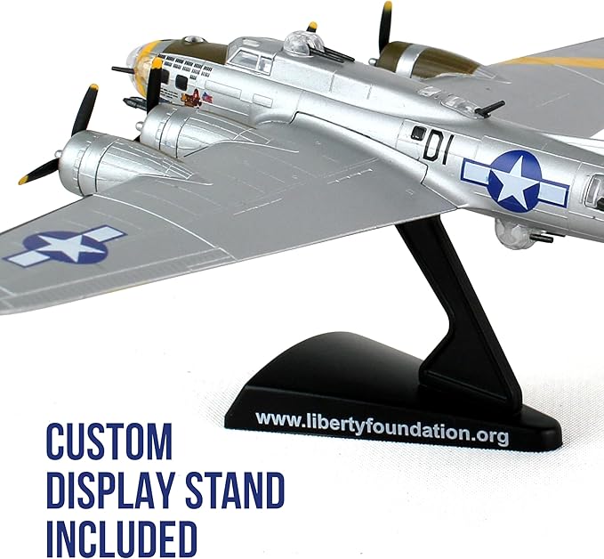 Daron Boeing B-17 Flying Fortress B-17G Die-Cast Model – 1:155 Scale WWII Heavy Bomber Replica with Display Stand, Highly Detailed, 5.75” Length x 8” Wingspan, Adult Collectible Ages 14+