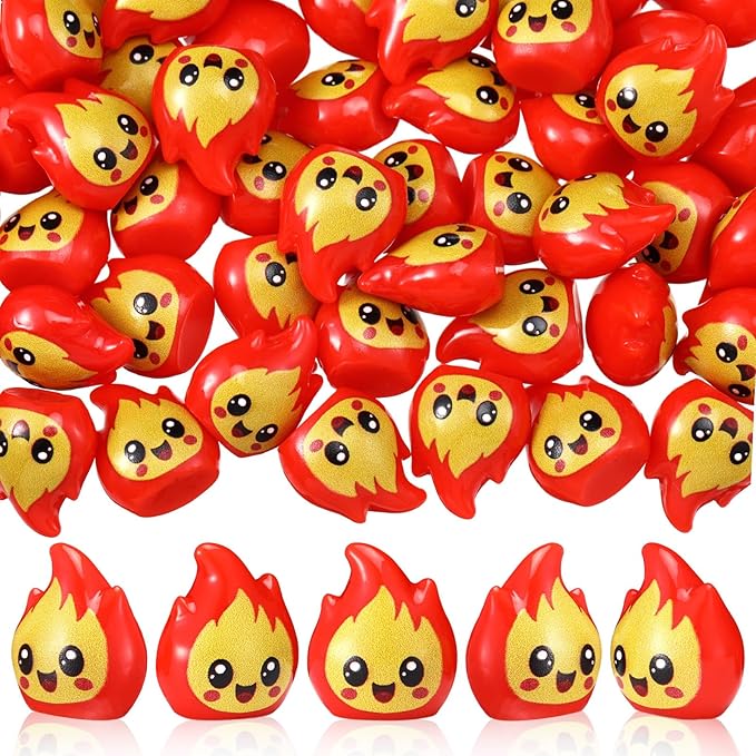 Soaoo 50 Pcs Mini Resin Fire Miniature Cute Fake Fire Figurines Ornament for Tiny Flame Model Landscape Gifts DIY Crafts Small Town Accessories Micro Campfire Scene Garden Christmas Home Decoration