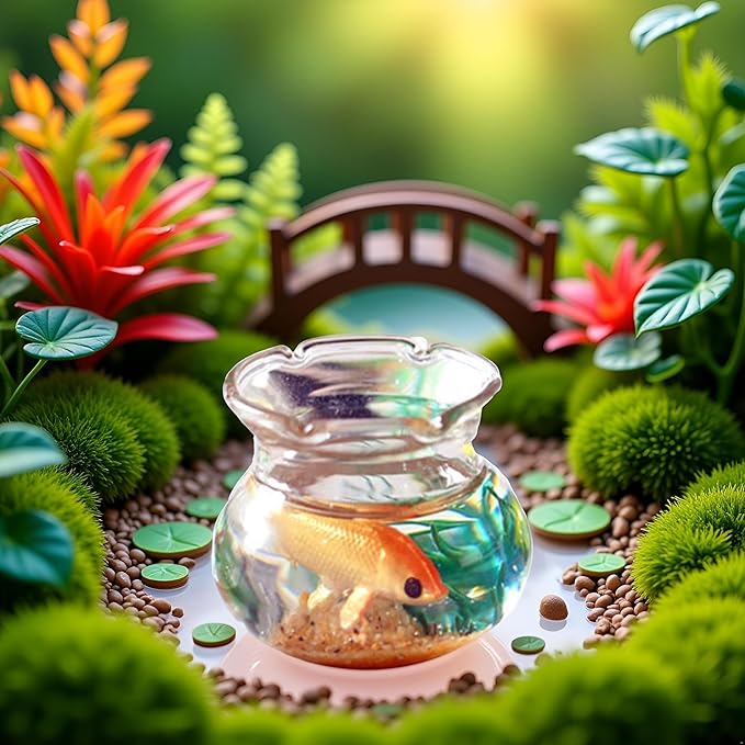 Dollhouse Miniature Goldfish Bowls, Chic Miniature Fish Tank with Smooth Surface, Realistic Resin Dollhouse Fish Tank Accessories for Garden Scene Decor, Dollhouse Accessories (1.06"x0.51"x1.02")