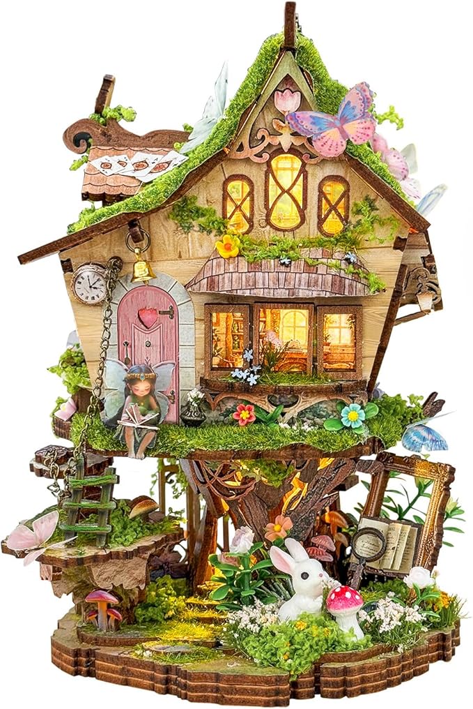 Book Nook Kit, Miniature House Kit, Miniature Kit, DIY Crafts for Adults, Tree House