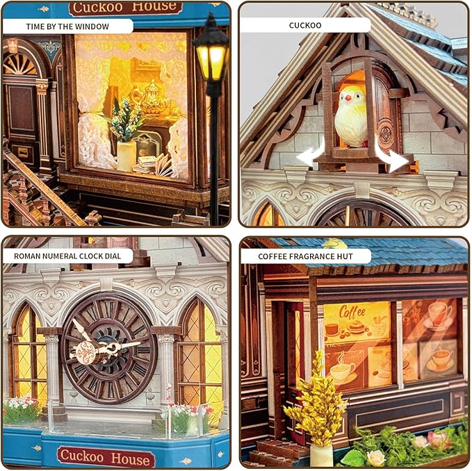 Book Nook Kit for Adults and Teens, DIY Miniature House Kit with Led Light, 3D Wooden Puzzles for Adults, Wood Gifts for Family and Friends(Cuckoo House)