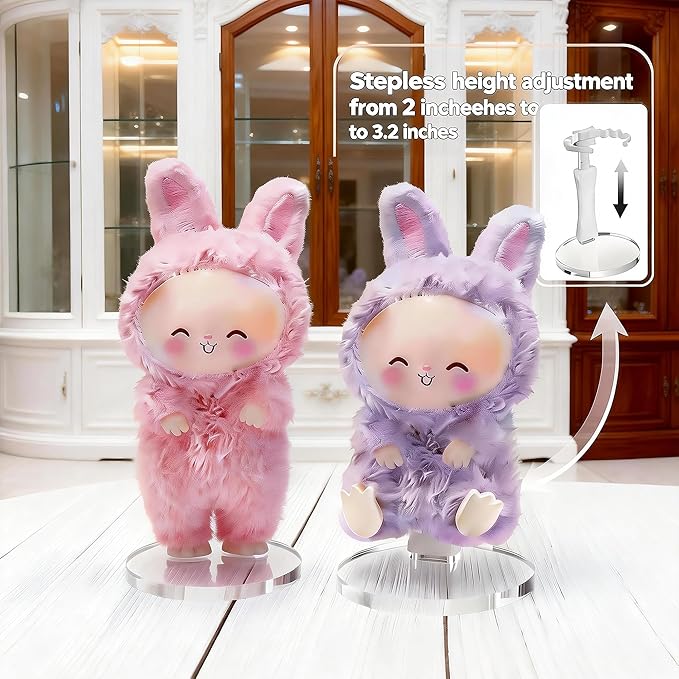 MDOWOK Adjustable Doll Stand for Sitting & Standing Positions - Premium Acrylic Base Display Holder for 3-7" Figures, (White 2 Set )