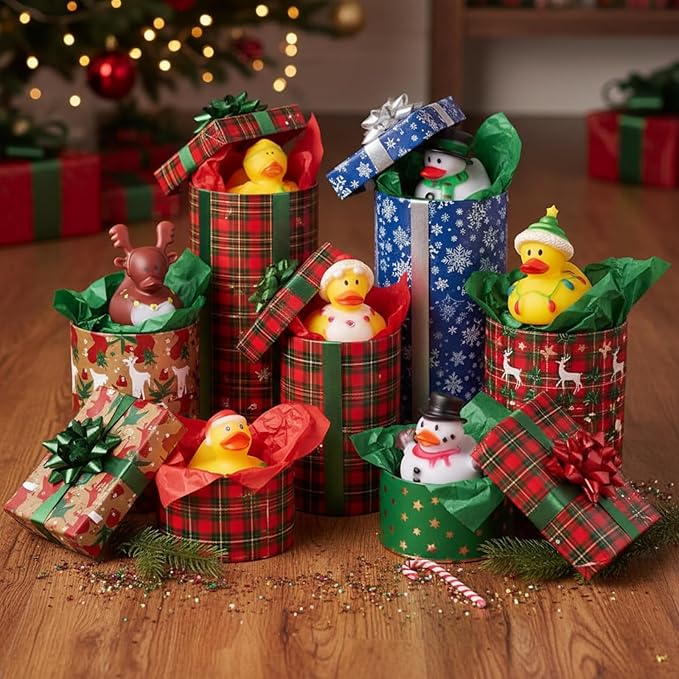 Sratte 24 Christmas Rubber Duck Bulk, Mini Santa Rubber Duck Bath Toys Assorted Xmas Party Decorations for Christmas Party Favors Stocking Stuffers Gifts for Coworkers Class (Cute Style)