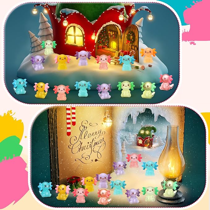 100 Pcs Mini Axolotl Resin Charms Miniature Axolotl Figurines Tiny Small Animal Figures for DIY Garden Landscape Dollhouse Birthday Party Decoration Aquarium