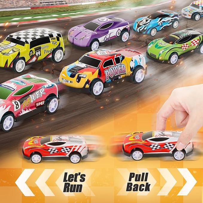 SevenQ Party Favors Toy Cars for Boys with Storage Box, 67Pcs Pull Back Race Cars Bulk, Treasure Box Toys for Classroom Goodie Bag Stocking Stuffers for Kids Toddler Vehicles Mini Fidget Toys