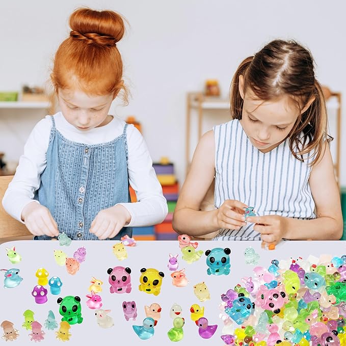 Easter Gifts Easter Basket Stuffers 120Pcs Luminous Mini Resin Animals Tiny Ducks Glow in The Dark Miniature Figures for Dollhouse Micro Garden Landscape Aquarium Decor