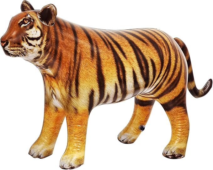 Jet Creations 40" Long Inflatable Tiger Toy, Orange-Yellow with Black Stripes, Realistic Jungle Animal Figure, Home Decor, Photo Prop, Thanksgiving Christmas Winter,Wildlife Safari Theme, 1 pc