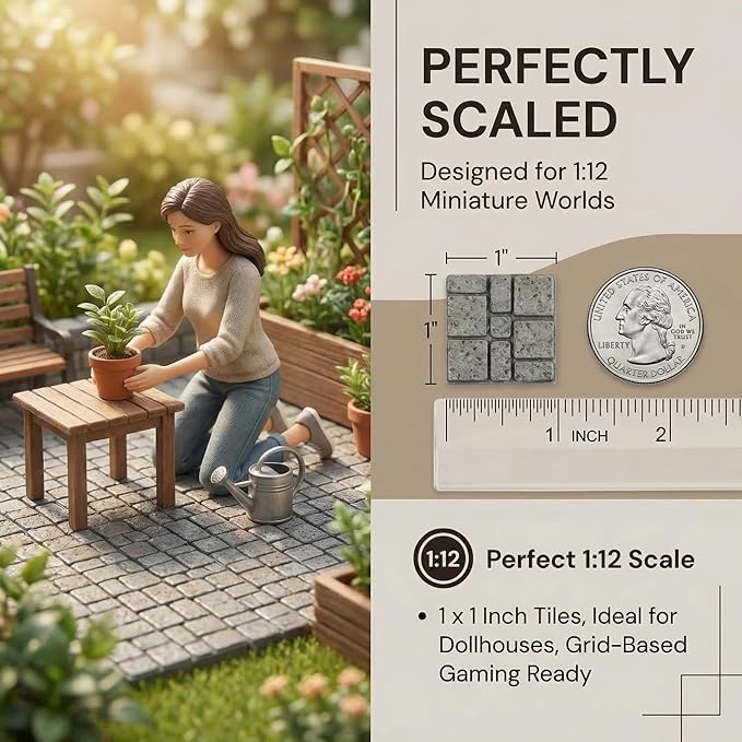 100pcs, Dollhouse Miniature Paving Stones, Tiles for Modeling, Fairy Garden, and Tabletop Terrain, REDUCIO!