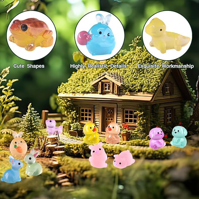 150pcs Mini Resin Animals, Mini Resin Figures for Fairy Garden Miniature Dollhouse Accessories Hide Crafts Decor Miniature Figurines