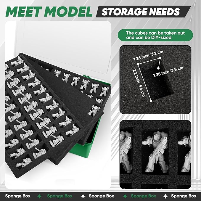 Miniature Storage Carrying Figure Case - 120 Slot Figurine Minature Carrying Case with 3 Foam Layer for Miniatures Compatible with 40k, DND & More (green1)