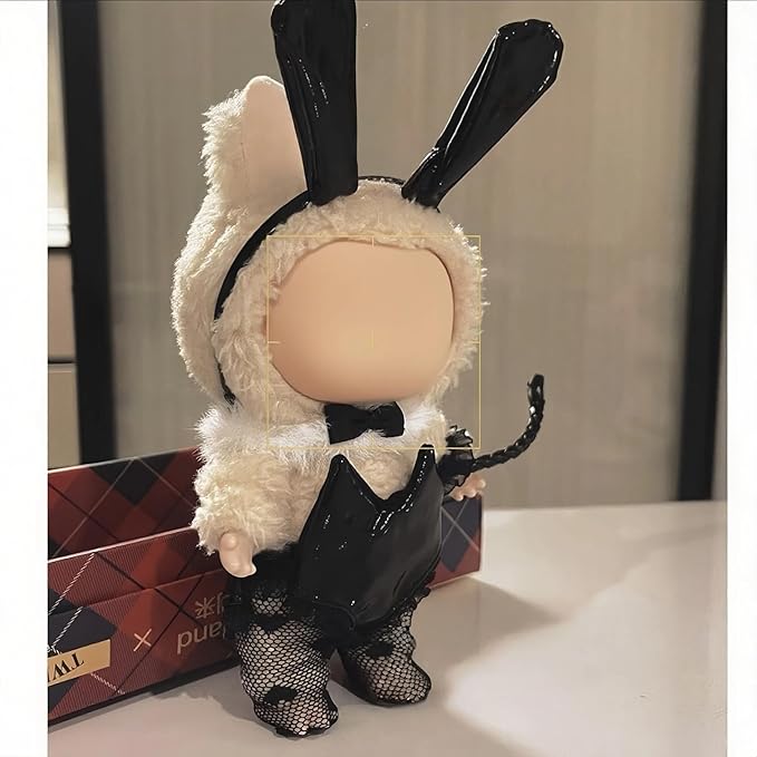 2026 New 17cm Doll Fashion Clothes Set: Black Bunny Ears Headband, Leather Skirt, Collar with O-Ring, Mesh Pants, Mini Whip - Cute Outfits & Accessories for Unique Style