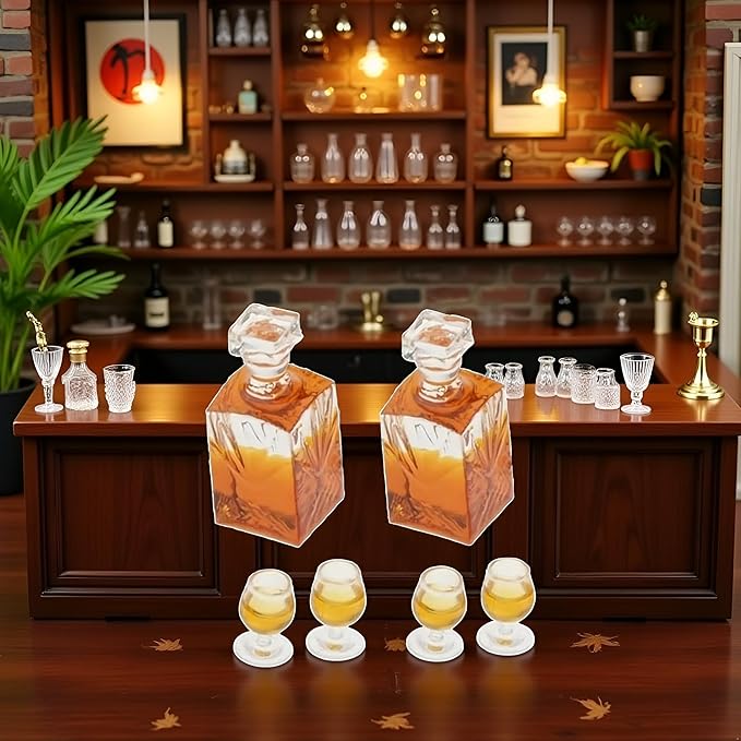 6-Piece 1:12 Scale Dollhouse Miniature Wine and Whiskey Bottle Set, Miniature Accessories Whiskey Wine Bottle Bar Model Convenient and Nice Decorations, Dollhouse Accessories