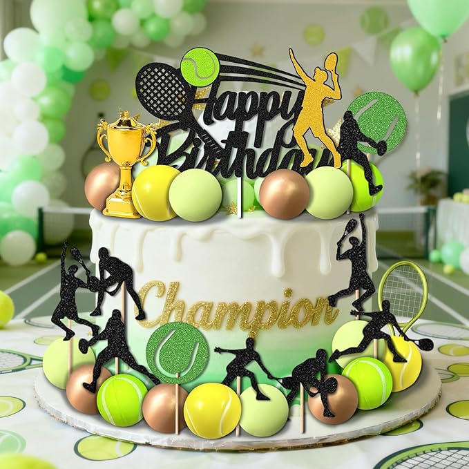 29 PCS Sports Party Supplies - Tennis Cake Topper & Decoration - Birthday Party Favors