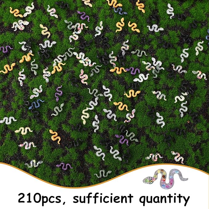 210pcs Mini Resin Snakes, 9 Colors Miniature Resin Animal Figurines Tiny Fake Snakes for Dollhouse Fairy Garden Micro Landscape DIY Crafts & Decoration Supplies