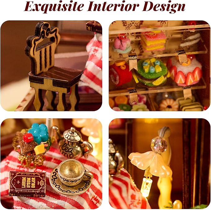 BenBen DIY Miniature House Kit, Cake Shop Model Craft Kits, Furniture, Mini Doll House Building Kit for Adults, Teens, Tiny Dollhouse Diorama for Stress Relief, Home Décor