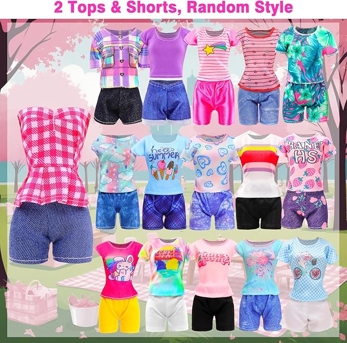 BARWA 11 Sets Doll Clothes Including 2 Sequins Dresses 5 Mermaid Floral Dresses 4 Casual Outfits Tops and Pants for 11.5 inch Girl Dolls