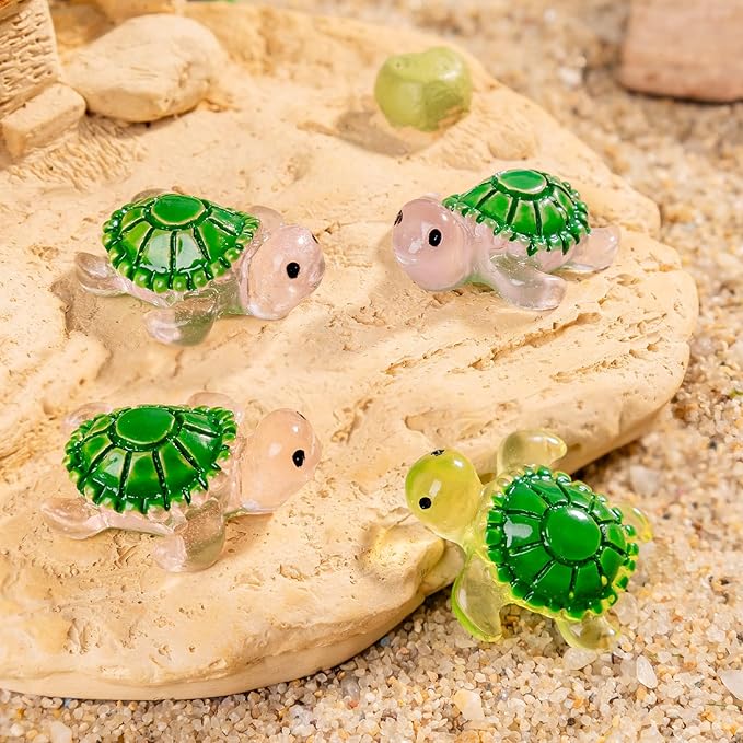 105 Pcs Mini Resin Glow in The Dark Turtle Sea Animals Figures,Ocean Creature Mini Figurines for Fairy Garden Accessories,Miniature Landscapes,Dollhouse,Home Decor