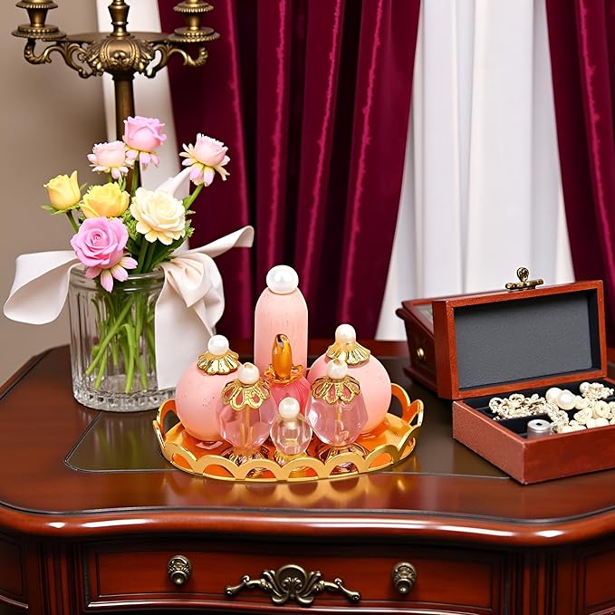 1Pc Pink 1/12 Miniature Perfume Tray Dollhouse Decoration Accessories, Dollhouses Accessories，Dollhouse Decor，Miniature Dollhouse DIY Accessorie