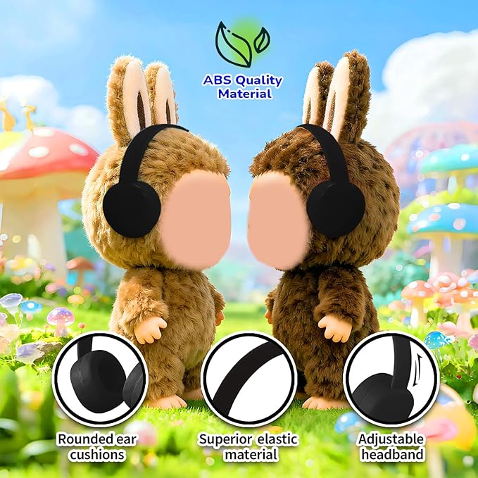Olyre Doll Headphones for Dolls, Fits 17cm(6.69") Height Trendy Dolls or 1/6 BJDs, Miniature Headset Costume/Clothing Accessory (Doll Not Included) (Black)