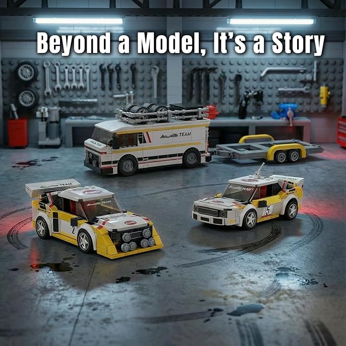 Au S1 WRC Rally Team 3-in-1 Race Cars Building Sets for Adults, 1:32 Scale Speed Wheels Champions Model Sports Cars with Trailer, Ideal Gifts for Men & Collectors (1362 PCS)