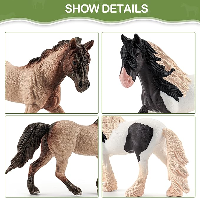 35 PCS Horses Toys Set for Kids, Solid Realistic Horse Stable Playset Barn Toys for Girls, Ideal Birthday Farm Animals Gift for Toddlers