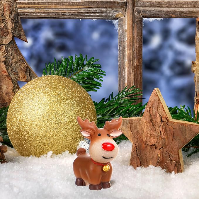 ARTIBETTER 15 Pcs Christmas Decor Christmas Miniature Deer Figurines Holiday Reindeer Figurines Elk Desktop Adornment Mini Deer Decorations Cartoon Crafts
