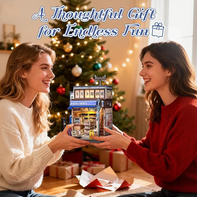 CUTEBEE Book Nook Kit - DIY Miniature House Japanese Detective Convenience Store, Dollhouse Booknook for Adults, Tiny House Bookshelf Decor 3D Wooden Puzzle Gifts (Beika-cho Convenience Store)