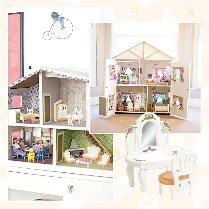 20 Pieces Doll House Furniture and Accessories Set Dollhouse Furniture Set Mini Dollhouse Furniture 1 12 Scale Bedroom Living Room Bathroom Furniture Accessories (Yellow)