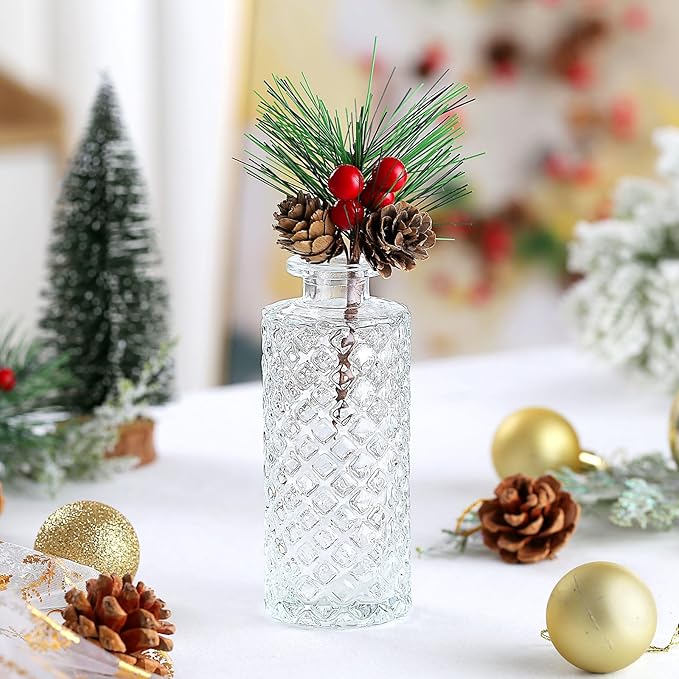 Glass Bud Vases in Bulk Set of 30 Pcs,Small Glass Vases for Flowers as Wedding Centerpieces for Tables,Clear Flower Vases Suitble for Wedding Decorations,Christmas Home Decor (Clear, 30 pcs)